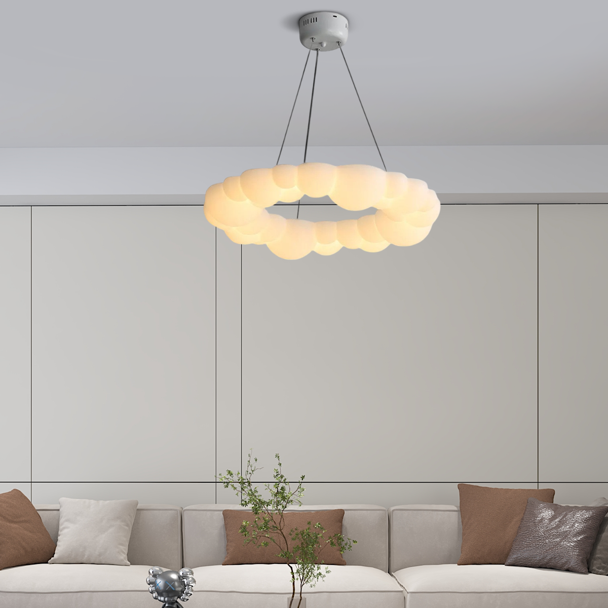 Dekorative Pendelleuchte/Deckenleuchte weiß Metall Acryl wolkenförmig Wohnzimmer