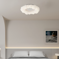 Dekorative Pendelleuchte/Deckenleuchte weiß Metall Acryl wolkenförmig Wohnzimmer