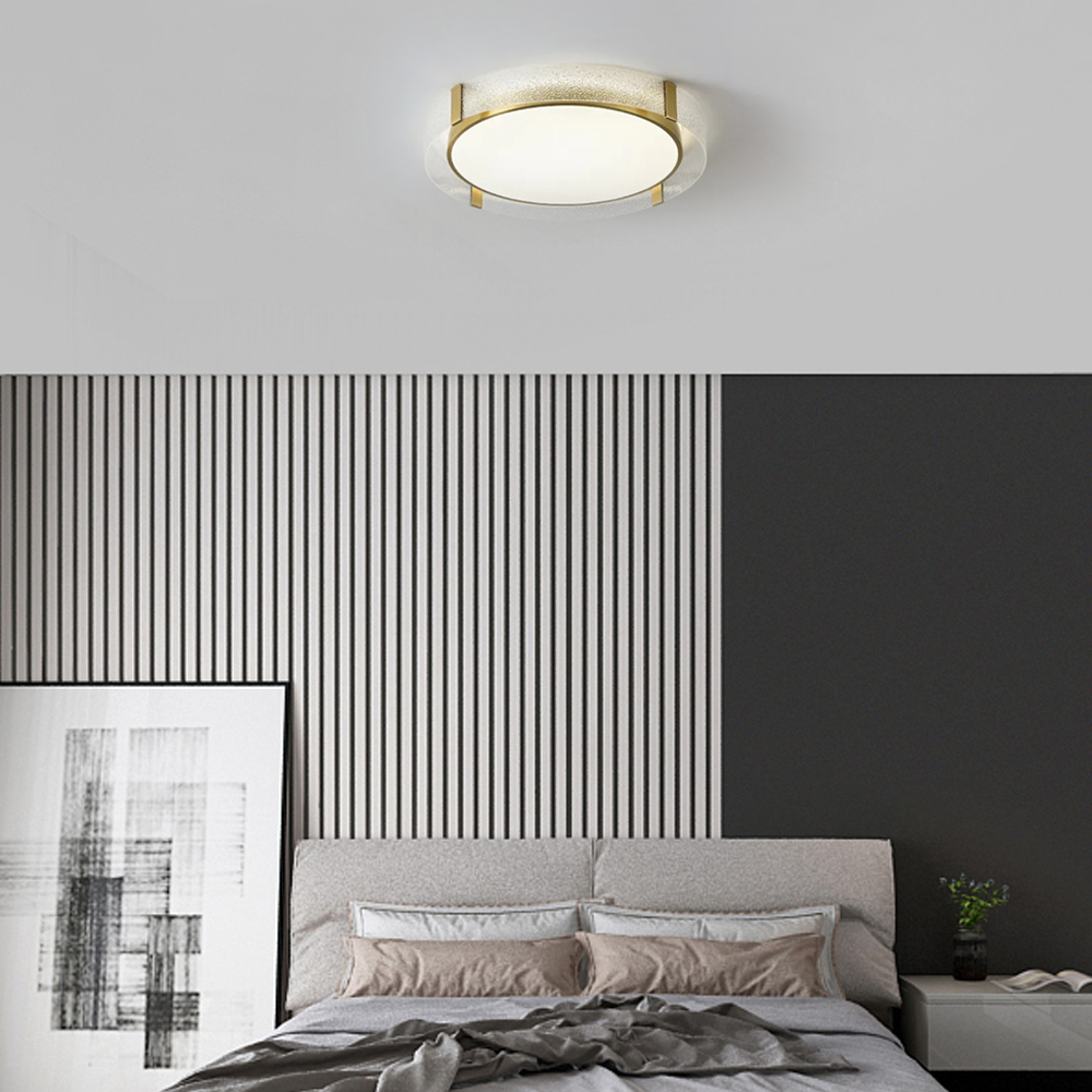 Minimalistisch Deckenleuchte LED Rund Klar Glas/Kupfer Schlafzimmer