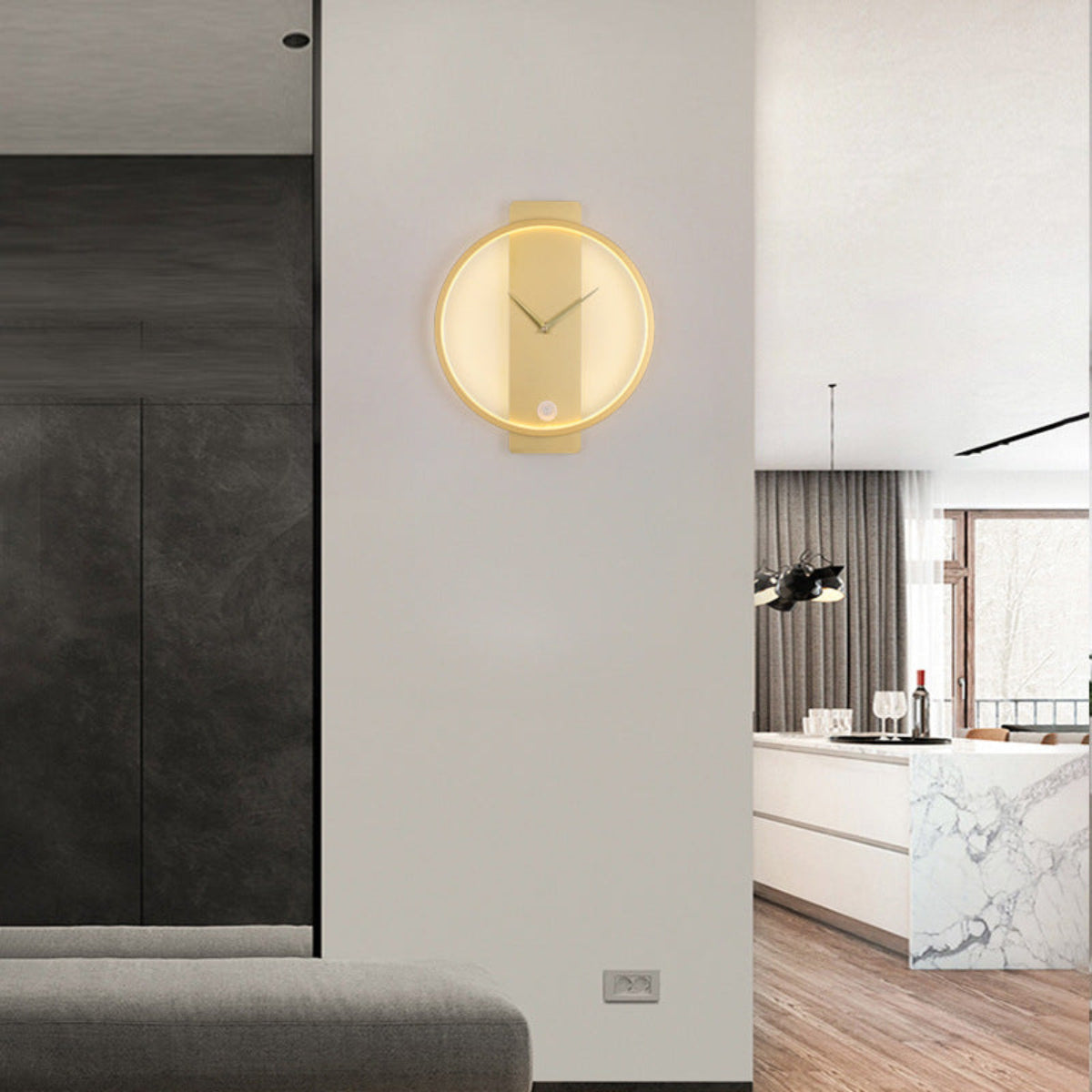 Modern Wandleuchte Metall/Acryl Schwarz/Gold Wohnzimmer