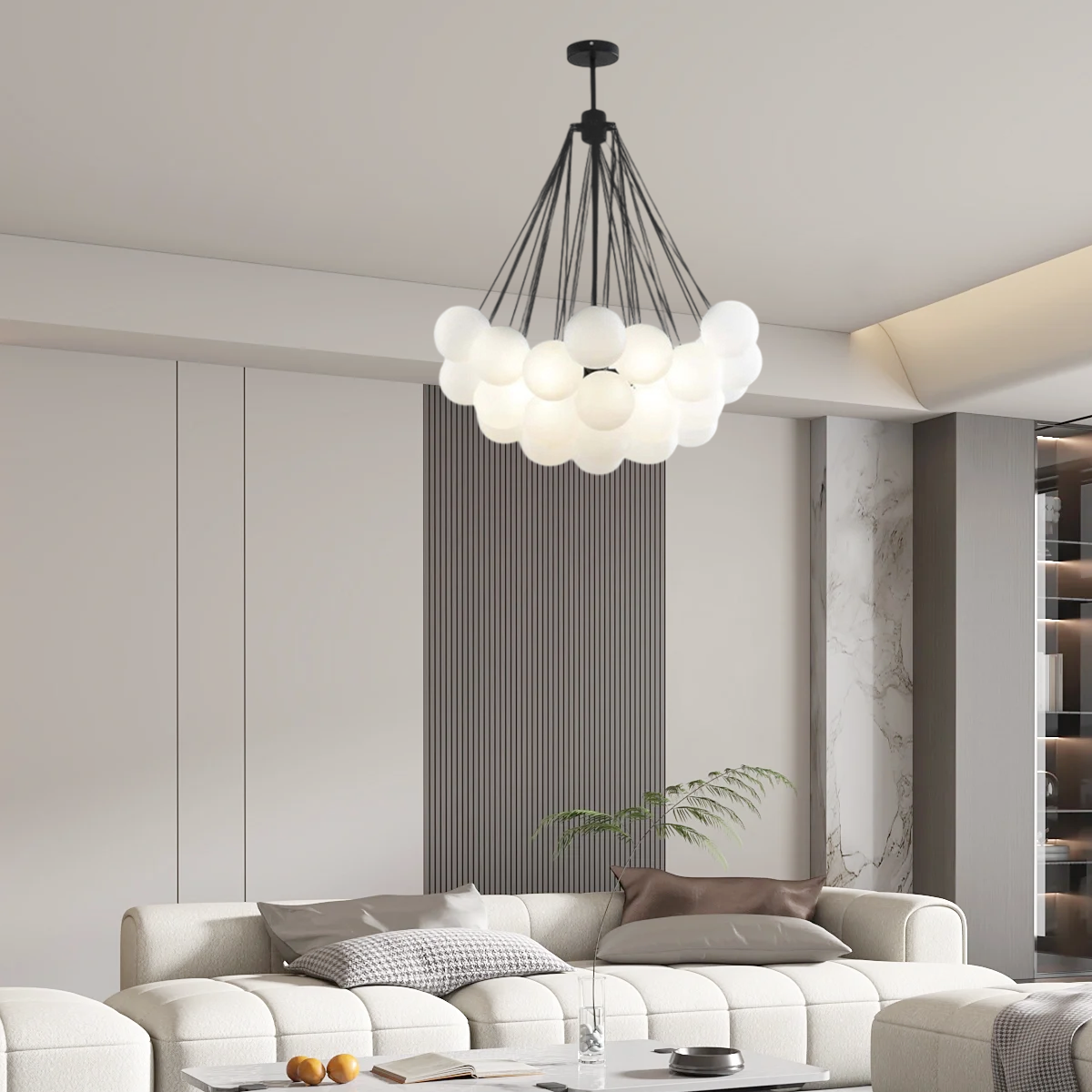 Modern Pendelleuchte LED Kugel Schwarz/Gold Glas Wohnzimmer