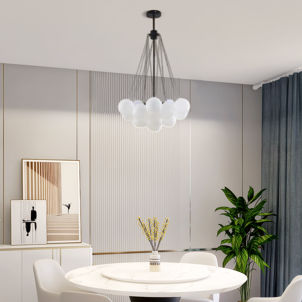 Modern Pendelleuchte LED Kugel Schwarz/Gold Glas Wohnzimmer