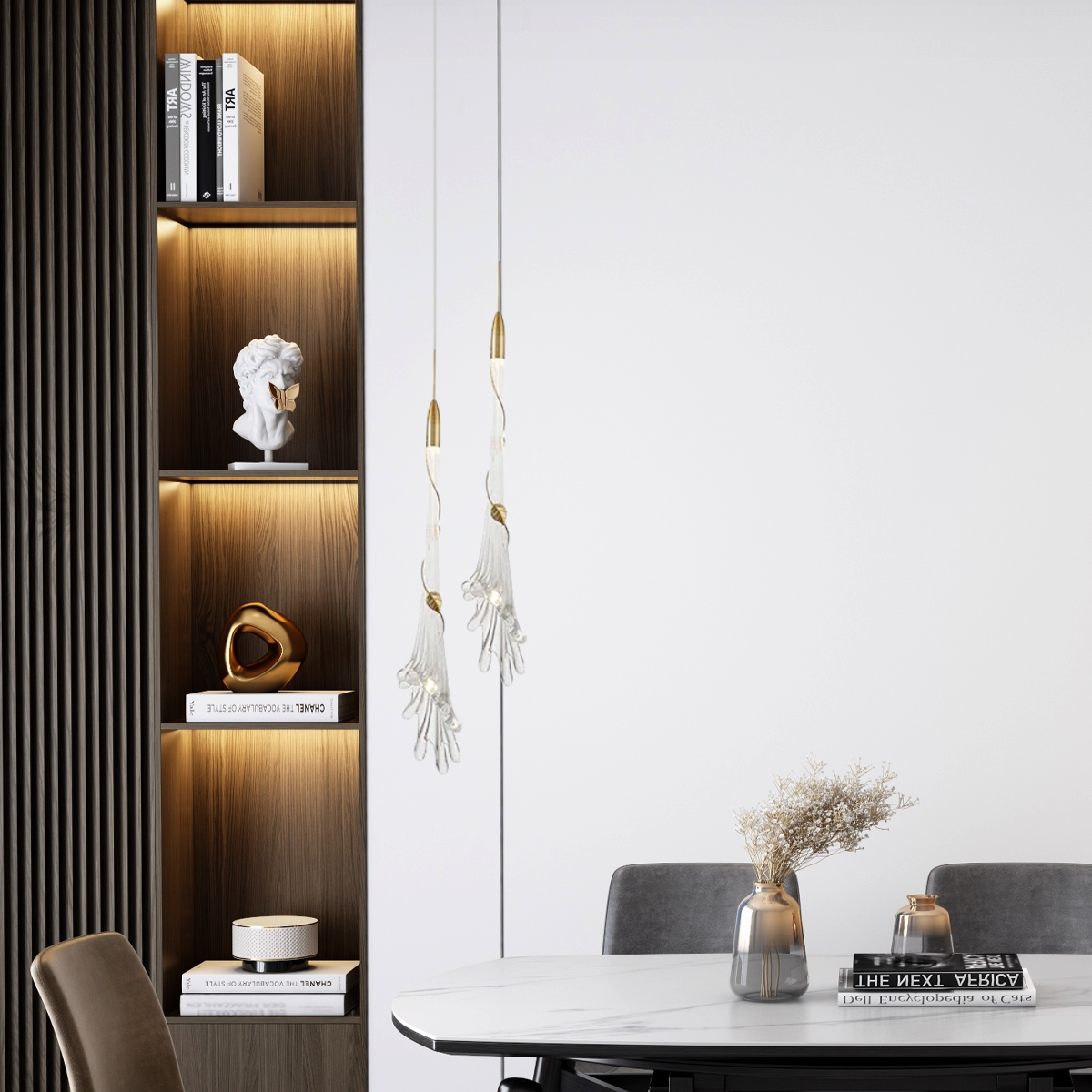 Modern Pendelleuchte LED Blattform Glas Metall Weiß Esszimmer