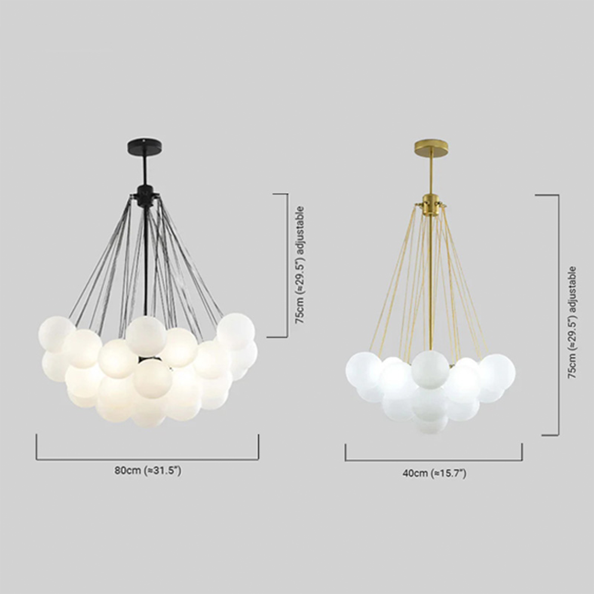 Modern Pendelleuchte LED Kugel Schwarz/Gold Glas Wohnzimmer
