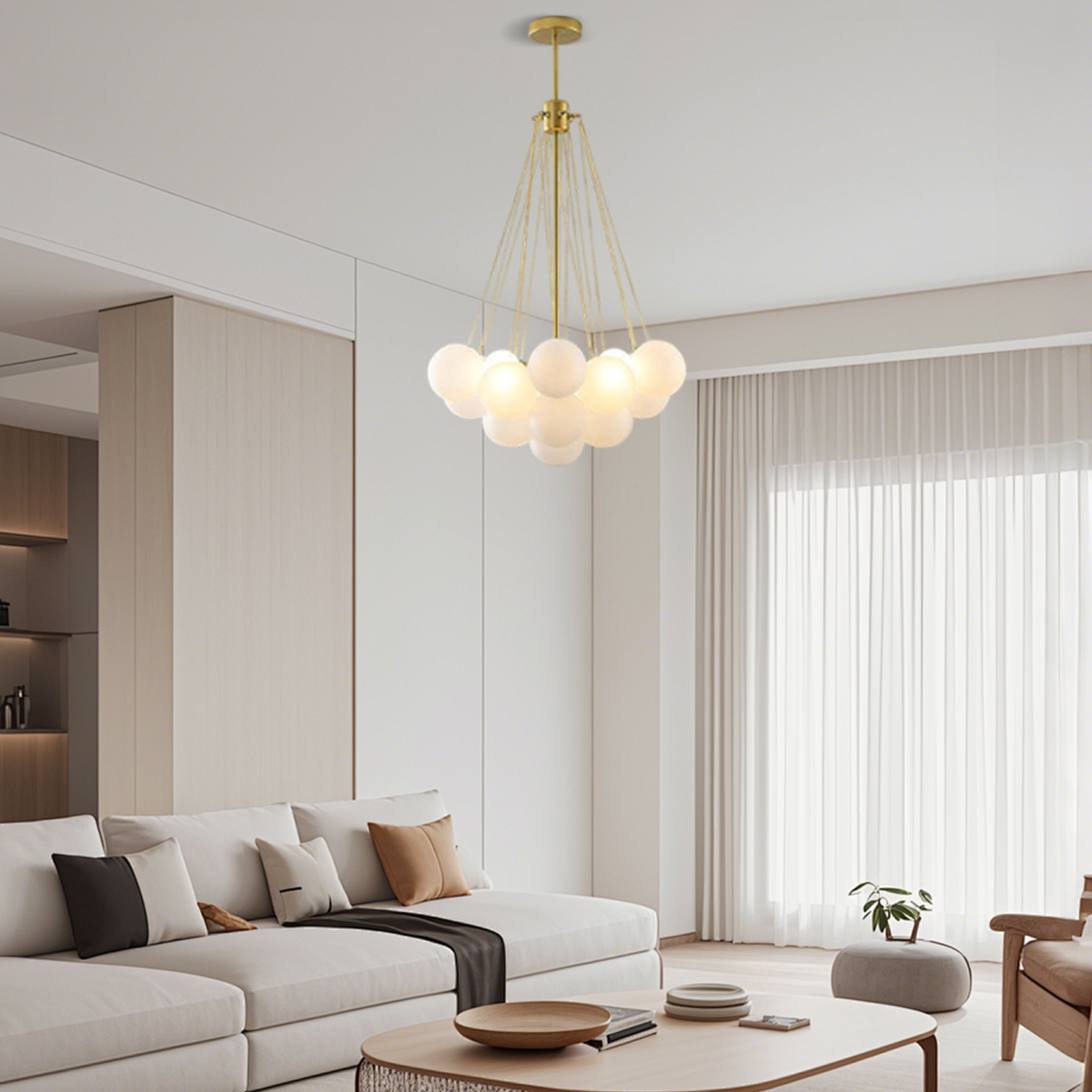 Modern Pendelleuchte LED Kugel Schwarz/Gold Glas Wohnzimmer
