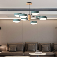 Morandi Kronleuchter LED Geometrische 3 Farben Metall/Holz Wohnzimmer