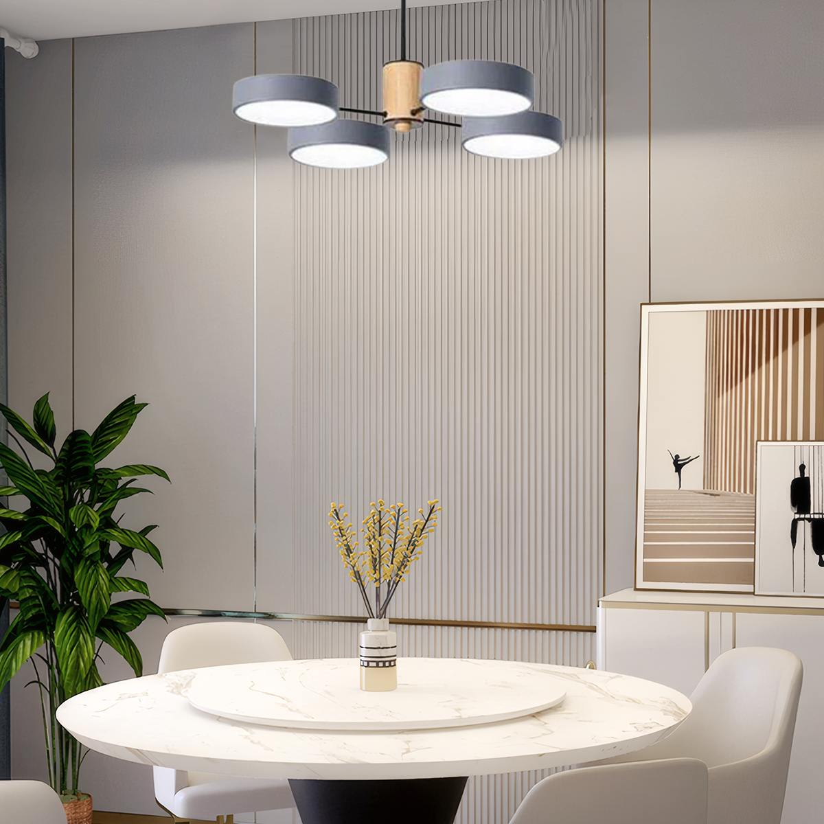 Morandi Kronleuchter LED Geometrische 3 Farben Metall/Holz Wohnzimmer