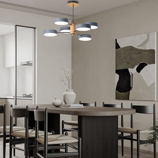 Morandi Kronleuchter LED Geometrische 3 Farben Metall/Holz Wohnzimmer