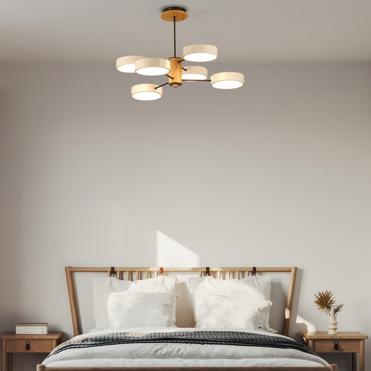 Morandi Kronleuchter LED Geometrische 3 Farben Metall/Holz Wohnzimmer