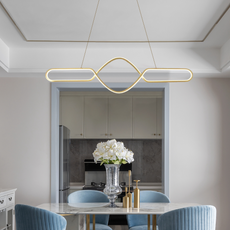 Minimalistisch Pendelleuchte LED Linear Schwarz Metall  Esszimmer