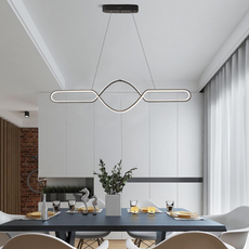 Minimalistisch Pendelleuchte LED Linear Schwarz Metall  Esszimmer