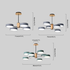 Morandi Kronleuchter LED Geometrische 3 Farben Metall/Holz Wohnzimmer