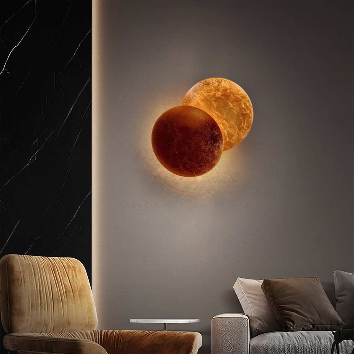 Nordic Mond Wandleuchte LED Gold/Roter Bronzer Metall -ideal fer Wohnzimmer