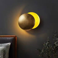 Nordic Mond Wandleuchte LED Gold/Roter Bronzer Metall -ideal fer Schlafmmer mit Sanfte Beleuchtung