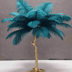Blaue Feder-Tischlampe für Wohnzimmer