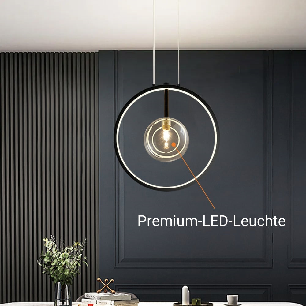Modern Pendelleuchte LED Schwarz Runder Ring Glas Esszimmer