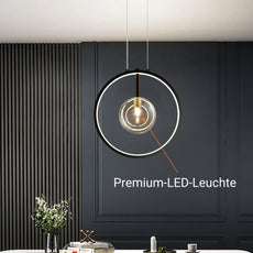 Modern Pendelleuchte LED Schwarz Runder Ring Glas Esszimmer