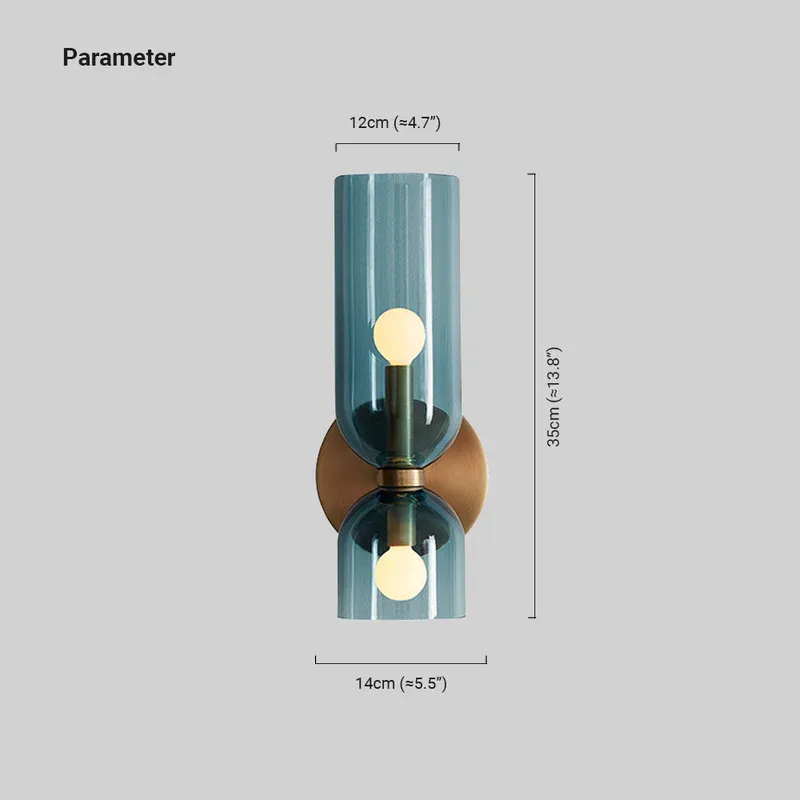 Modern Blau/Grau/Weiß Wandlampe Metall Glas Schlafzimmer Litjoy
