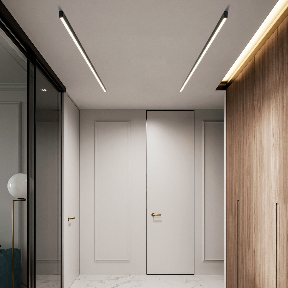 Minimalistisch Deckenleuchte LED Linear Schwarz Metall Flur/Wohnzimmer