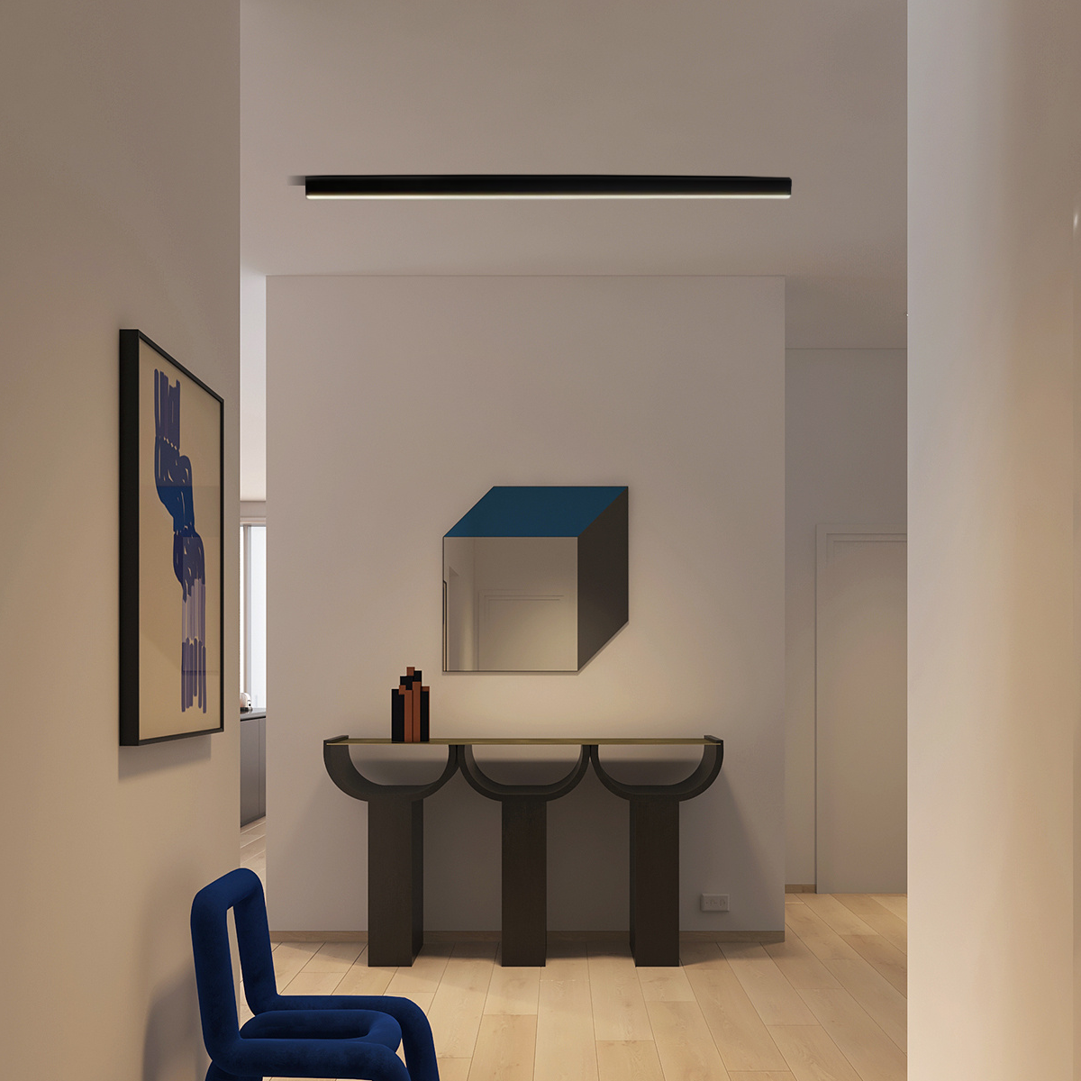 Minimalistisch Deckenleuchte LED Linear Schwarz Metall Flur/Wohnzimmer