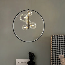 Modern Pendelleuchte LED Schwarz Runder Ring Glas Esszimmer