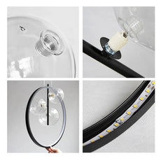 Modern Pendelleuchte LED Schwarz Runder Ring Glas Esszimmer