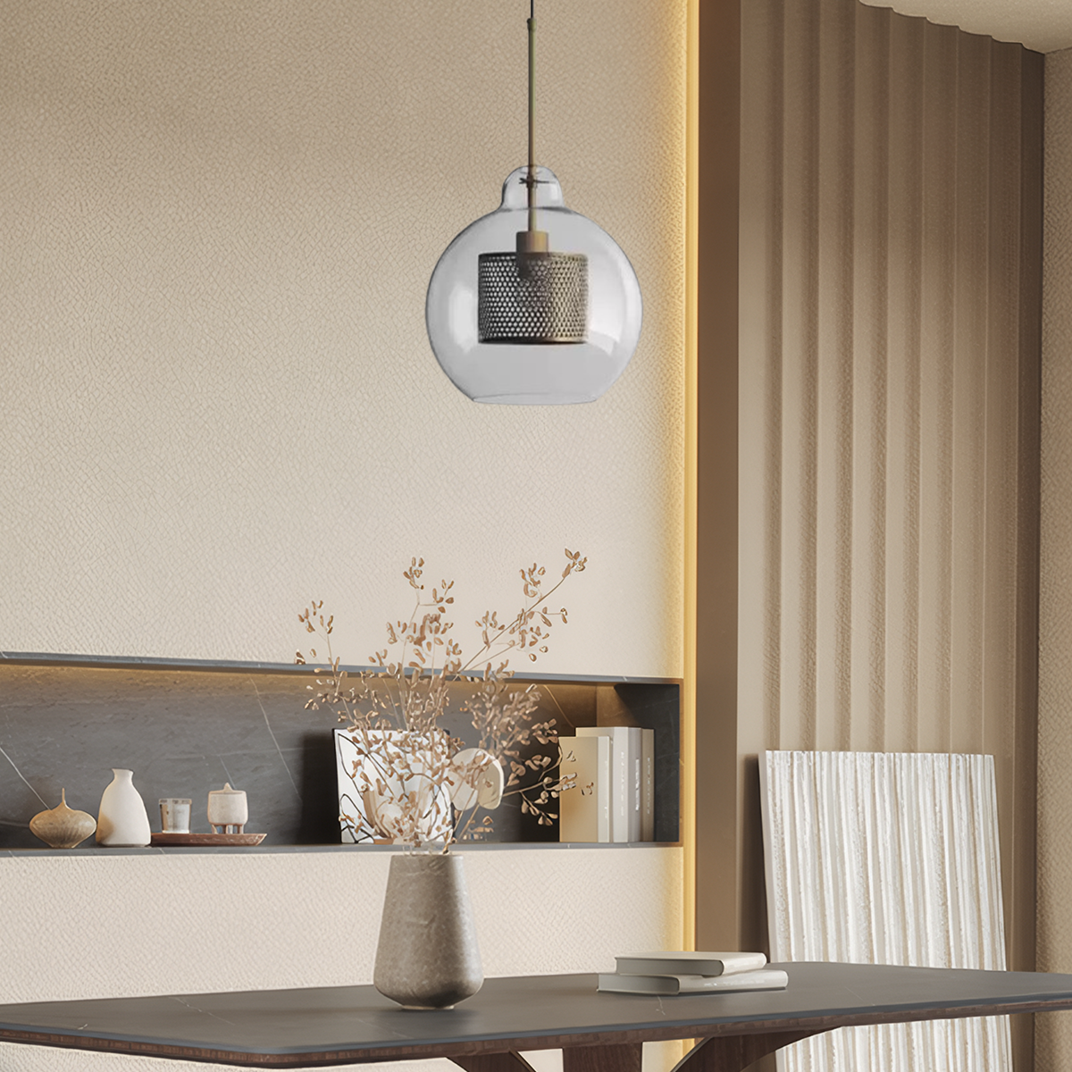 Modern 1-Kopf Pendelleuchte LED Metall Glas Esszimmer