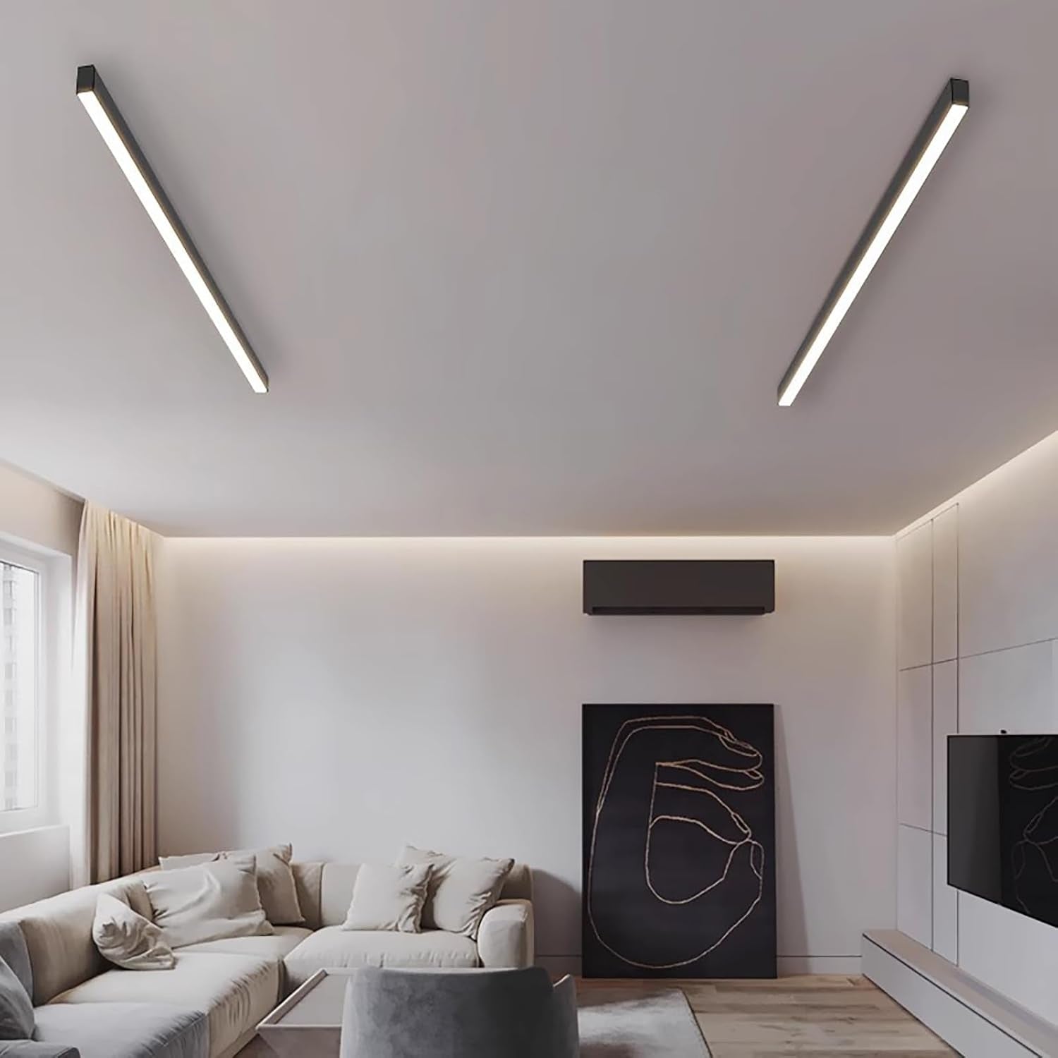 Minimalistisch Deckenleuchte LED Linear Schwarz Acryl Metall Flur