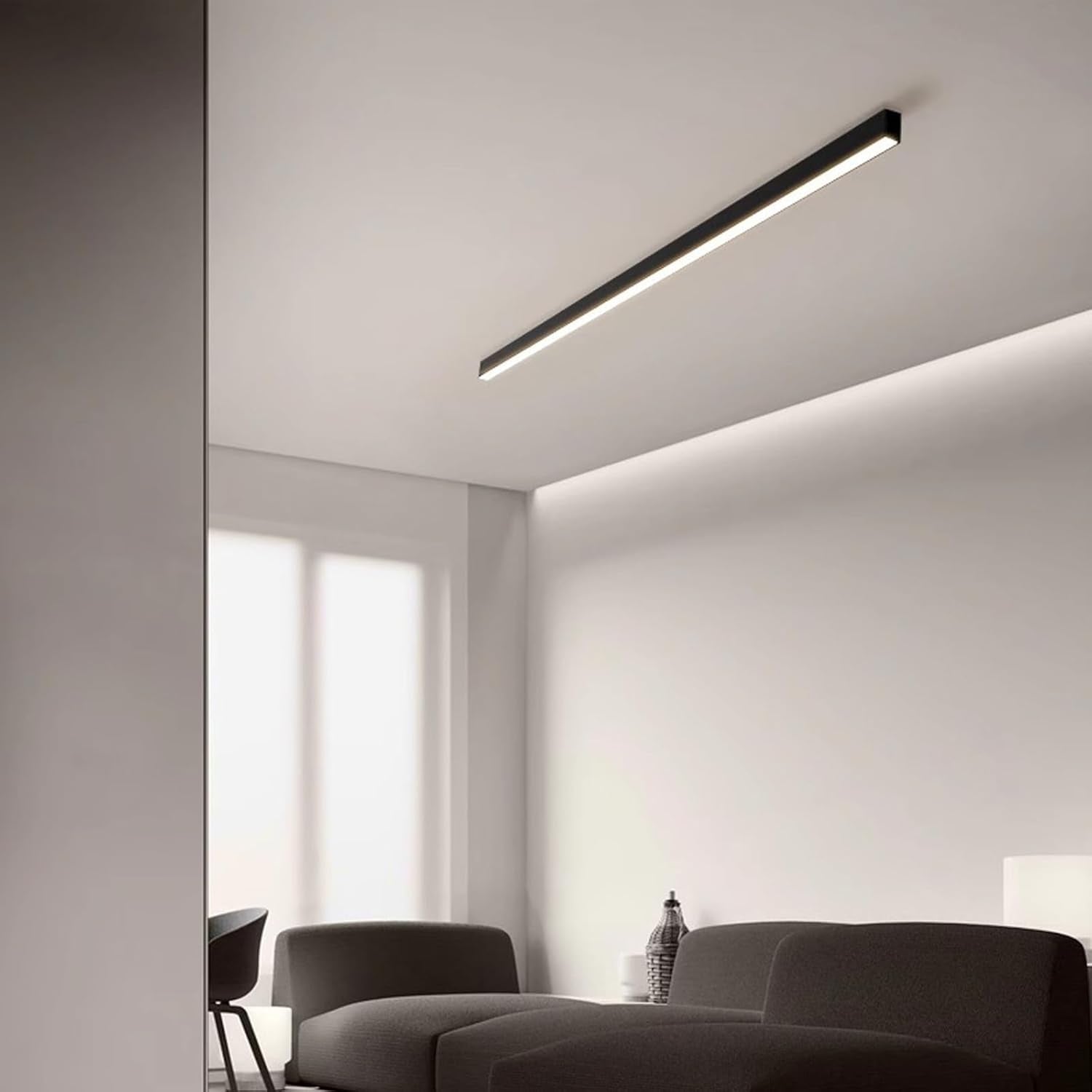 Minimalistisch Deckenleuchte LED Linear Schwarz Acryl Metall Flur