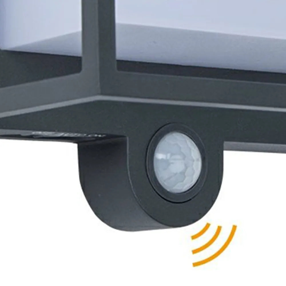 Industrial Außenwandleuchte LED Sensor Solar Acryl Schwarz Hof