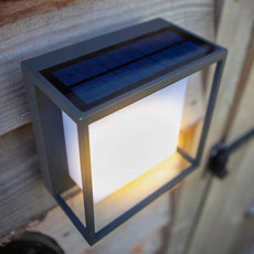 Industrial Außenwandleuchte LED Sensor Solar Acryl Schwarz Hof