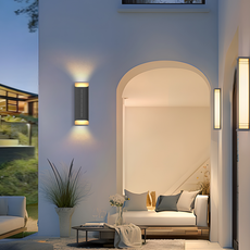 Modern Außenwandleuchte LED Solar Metall Schwarz Garten Terrasse Flur