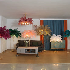 Art Deco Stehleuchte Federn Weiß Wohnzimmer