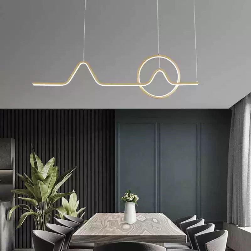 Minimalistsich Pendelleuchte Metall Gold Esszimmer